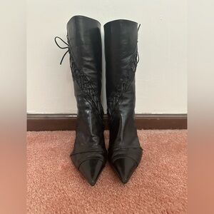 Dior Black Lace-Up Leather Boots